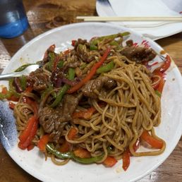 Mongolian Beef with pulled noodles Mongolian Beef with pulled noodles
