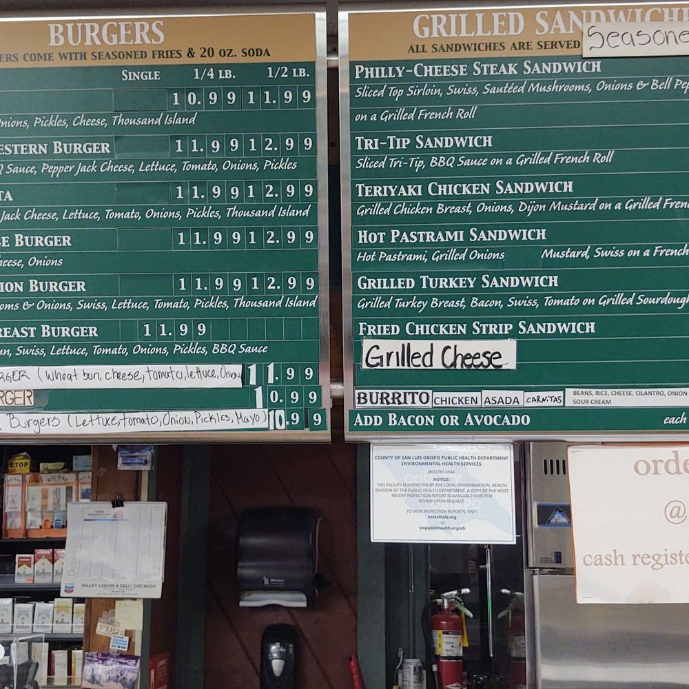 Valley Liquor - Menu - Burgers Near Me - Los Osos, California Valley Liquor - Menu - Burgers Near Me - Los Osos, California