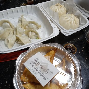 Tasty Dumpling - Cheese "dumplings" (wontons), pork and shrimp dumplings, and humongous but poor tasting pork bun - Chinese Near Me - Sacramento, California