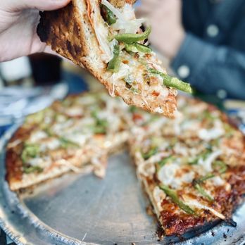 Satchel's Pizza - Millet & Flax crust Supreme Style - Pizza Near Me - Gainesville, Florida Satchel's Pizza - Millet & Flax crust Supreme Style - Pizza Near Me - Gainesville, Florida