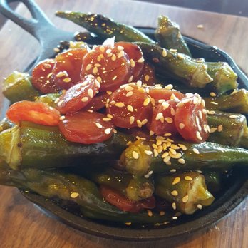Bosscat Kitchen & Libations - Okra with Chinese sausage - New American Near Me - Houston, Texas Bosscat Kitchen & Libations - Okra with Chinese sausage - New American Near Me - Houston, Texas