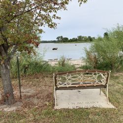 Willow Creek State Recreation Area - Bench overlooking Willow Creek Lake. This is next to the hiking path that surrounds the lake.