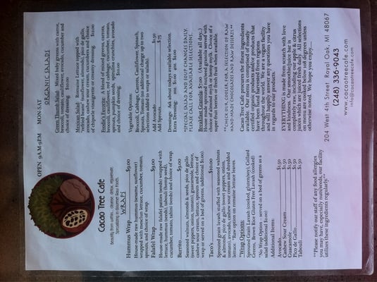 Menu photo 8 Cacao Tree Cafe Royal Oak, MI