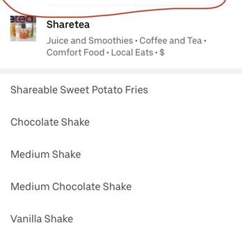 Sharetea - Unavailable on Uber Eats at 6PM. Also unavailable on all other apps - Coffee & Tea Near Me - Cerritos, California Sharetea - Unavailable on Uber Eats at 6PM. Also unavailable on all other apps - Coffee & Tea Near Me - Cerritos, California