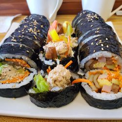 So Poong Kimbap - (Left) Regular Tuna Mayo Kimbap & (Right) Original Kimbap