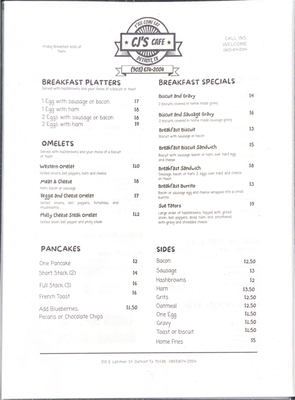 Menu photo 3 CJs Cafe Detroit, TX