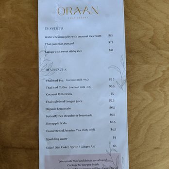 Oraan Thai Eatery - Menu 4 - Thai Near Me - San Francisco, California Oraan Thai Eatery - Menu 4 - Thai Near Me - San Francisco, California