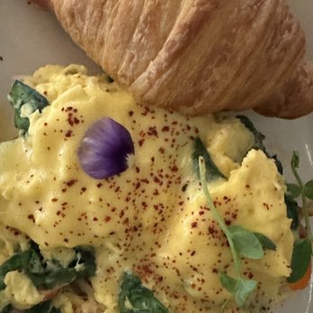 Heritage Tavern - Lobster scramble served with a buttery croissant.  Decadent! - New American Near Me - Madison, Wisconsin