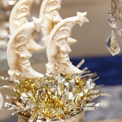 White Chocolate Gold Dusted Crescent Moon Lollipops which were featured in the fall issue of Mingle Magazine.