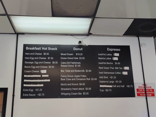 Menu photo 1 Donut Corner Elk Grove, CA