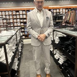 Jos A. Bank - Grey linen suit.
