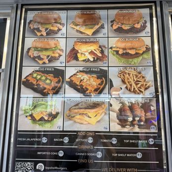 Top Shelf Burgers - Menu - Food Trucks Near Me - Carson, California Top Shelf Burgers - Menu - Food Trucks Near Me - Carson, California