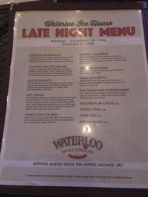 Menu photo 6 Waterloo Ice House Southpark Meadows Austin, TX Menu photo 6 Waterloo Ice House Southpark Meadows Austin, TX