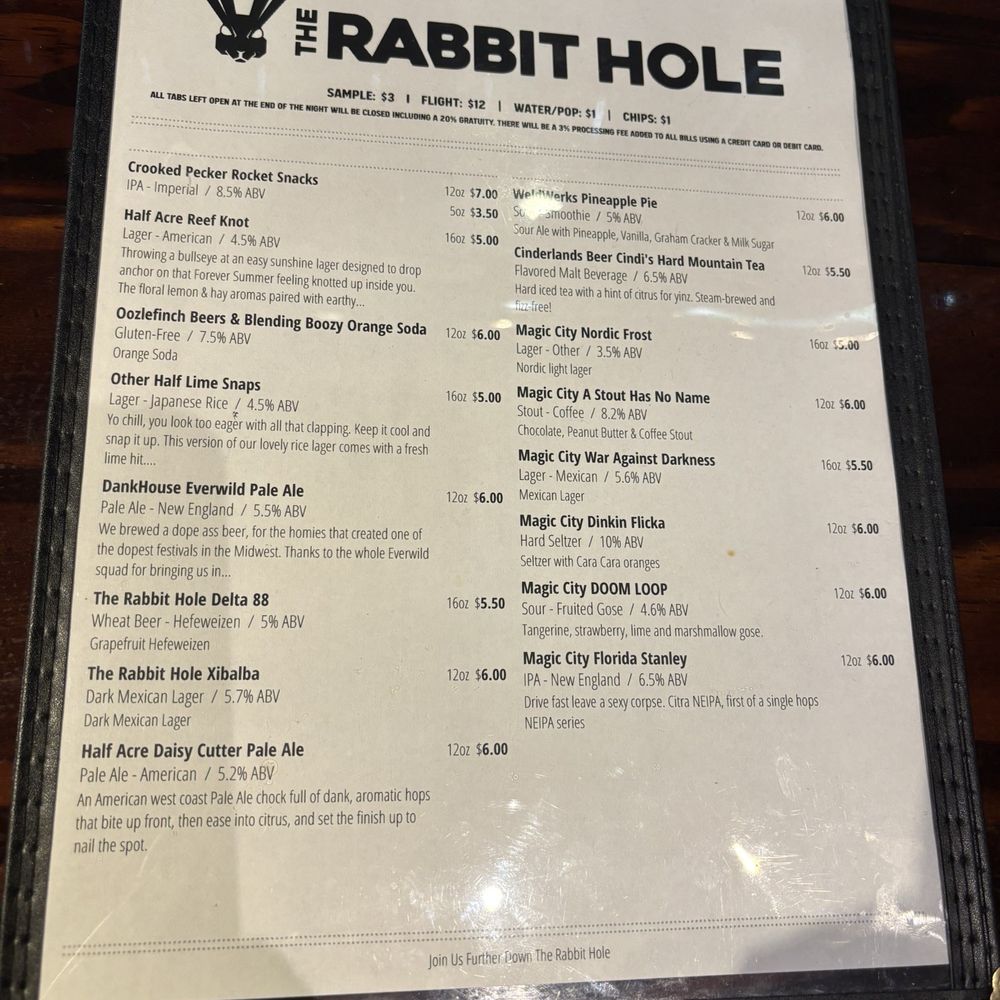 The Rabbit Hole - Menu - Brewpubs Near Me - Akron, Ohio The Rabbit Hole - Menu - Brewpubs Near Me - Akron, Ohio