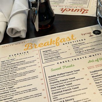 Syrup Capitol Hill - a breakfast menu on a table - Breakfast & Brunch Near Me - Denver, Colorado Syrup Capitol Hill - a breakfast menu on a table - Breakfast & Brunch Near Me - Denver, Colorado