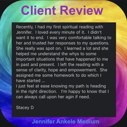 Jennifer Ankele Medium Pet Psychic  - Client Review