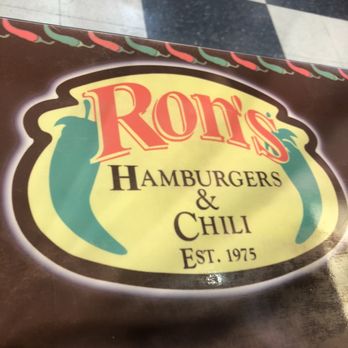 Ron's Hamburger & Chili - Store sign on table - Burgers Near Me - Midwest City, Oklahoma Ron's Hamburger & Chili - Store sign on table - Burgers Near Me - Midwest City, Oklahoma