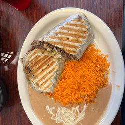 El Tecate Restaurant - Burrito Asada with Spanish rice and beans