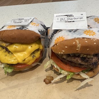 Habit Burger & Grill - Cheese and No Cheese versions of the Double Char and Double Char with Cheese - Burgers Near Me - Encino, California