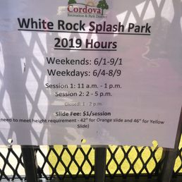 Hours for water park Hours for water park