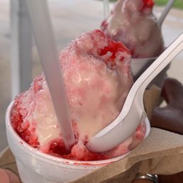 Strawberry Cheesecake with Extra cream on inside and outside.