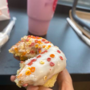 Dunkin' - a hand holding a donut with sprinkles - Donuts Near Me - South Hadley, Massachusetts Dunkin' - a hand holding a donut with sprinkles - Donuts Near Me - South Hadley, Massachusetts