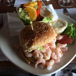 Au Fin Gourmet - Awesome shrimp sandwich with house salad!!! Damn good!