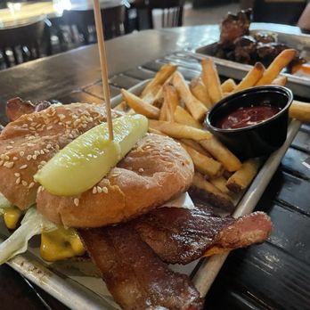 Brick Store Pub - Burger with fries - Pubs Near Me - Decatur, Georgia
