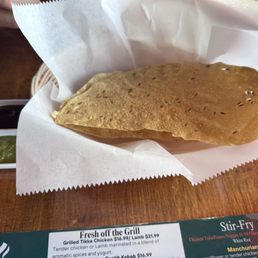 Complimentary papad with 2 sauces