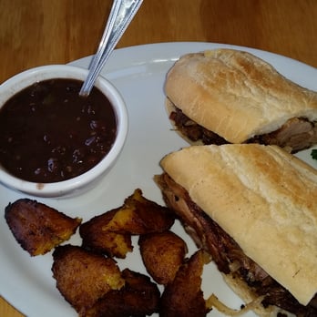 Dan's Grill - Roasted pork sandwich, black beans and maduros. Yum-tastic! - Cuban Near Me - Blairsville, Georgia