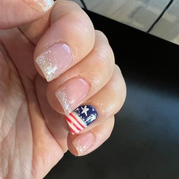 Nails By Jennifer - Natural gel with a spark of patriotic colors - Nail Salons Near Me - Brea, California