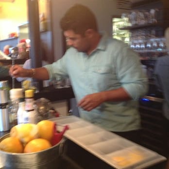 Fishing With Dynamite - Derek the bartender doing his thang - Seafood Near Me - Manhattan Beach, California