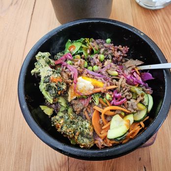 Made in House - Stonepot bibimbop with bulgogi ribeye - Asian Fusion Near Me - Seattle, Washington Made in House - Stonepot bibimbop with bulgogi ribeye - Asian Fusion Near Me - Seattle, Washington