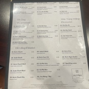 Huynh Dining - Back menu - Vietnamese Near Me - San Jose, California