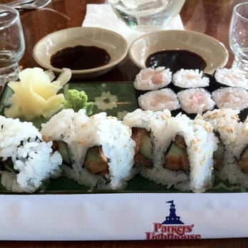 Parkers' Lighthouse - Spicy Salmon Roll and Yellowtail Roll - Seafood Near Me - Long Beach, California Parkers' Lighthouse - Spicy Salmon Roll and Yellowtail Roll - Seafood Near Me - Long Beach, California