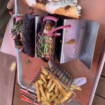 Prohibition Dunedin - Burnt end tacos & steak sandwich (we shared) - Gastropubs Near Me - Dunedin, Florida