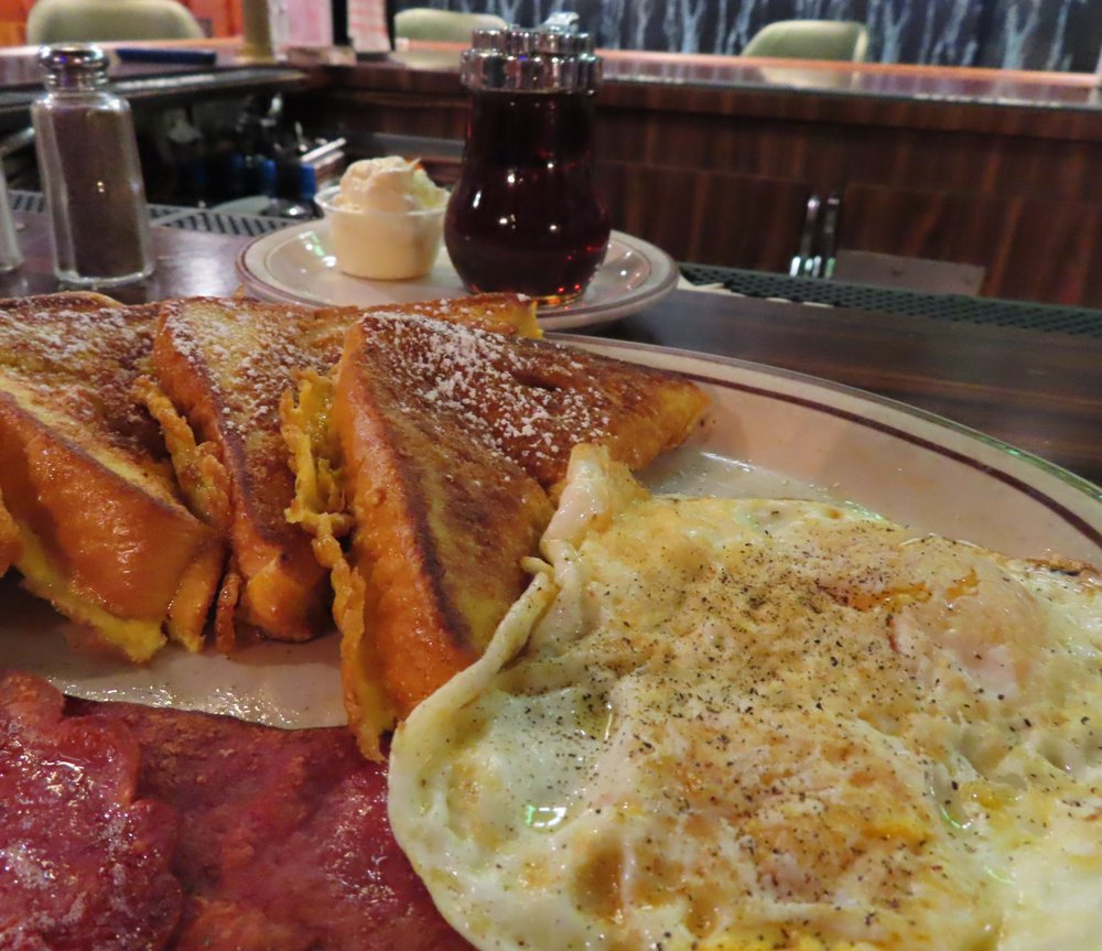 Classic French Toast.. breakfast all day at Lancer's a "greasy