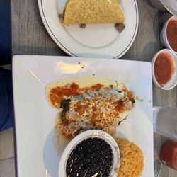 El Charro Express Mexican Restaurant - Beef Taco. Chili Rellano, rice and black beans. Very tasty.