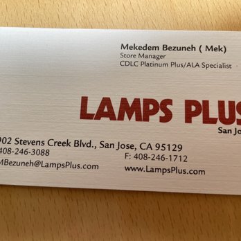 Lamps Plus - This is the manager's business card - Home Decor Near Me - San Jose, California Lamps Plus - This is the manager's business card - Home Decor Near Me - San Jose, California
