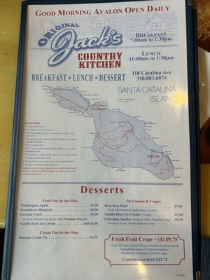 Menu photo 1 Original Jack's Country Kitchen Avalon, CA Menu photo 1 Original Jack's Country Kitchen Avalon, CA