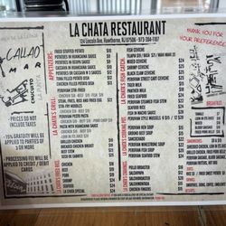 La Chata - Menu