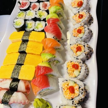 Sushi Track - Tamago, Avocado Roll, Rainbow Roll, Spicy Crab, & more. Really good! - Sushi Bars Near Me - Beaverton, Oregon