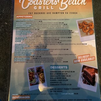 Coasters Beach Grill - Updated menu 2/14/2024 - Bars Near Me - Hampton, Virginia