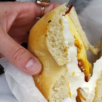 Crestline Bagel Co - Eggwich, Bacon Egg & Cheese w Jalapeño Cream Cheese 03-08-2025 - Bagels Near Me - Vestavia Hills, Alabama