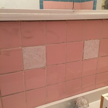 Go Green Reglazing - Guest bath stripped tile. No wonder they tried to paint it. ;0 - General Contractors Near Me Go Green Reglazing - Guest bath stripped tile. No wonder they tried to paint it. ;0 - General Contractors Near Me
