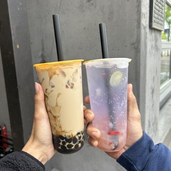 Tibear - A1. QQ Mochi Milk Tea and B4. Lychee Sparking - Bubble Tea Near Me - Berkeley, California