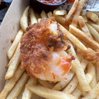 The Let Go - Fried "butterfly" shrimp - Wine Bars Near Me - Wimberley, Texas