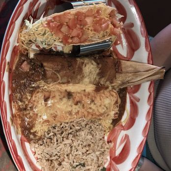 Lupe Tortilla - TexMex plate taco, tamale and cheese enchilada - New Mexican Cuisine Near Me - Kyle, Texas