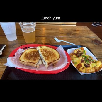 Cheese Shack - Roast Beef Melt, loaded tots and a mango cart beer!  Was fantastic and I am so glad they are open again!!!!! - Cafes Near Me - Kimmswick, Missouri