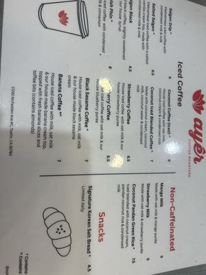 Menu photo 1 Ayer Coffee Tustin, CA
